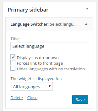 Language switcher widget must be displayed as a dropdown