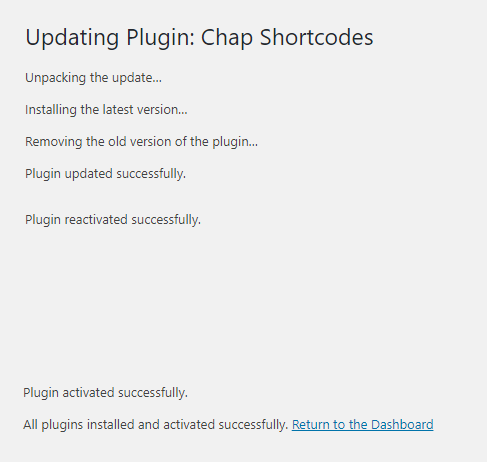 Chap Shortcodes plugin update complete
