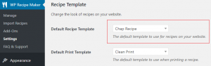 Choosing Chap WPRM template