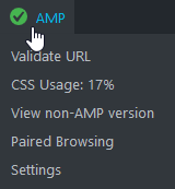 AMP developer tools admin bar item